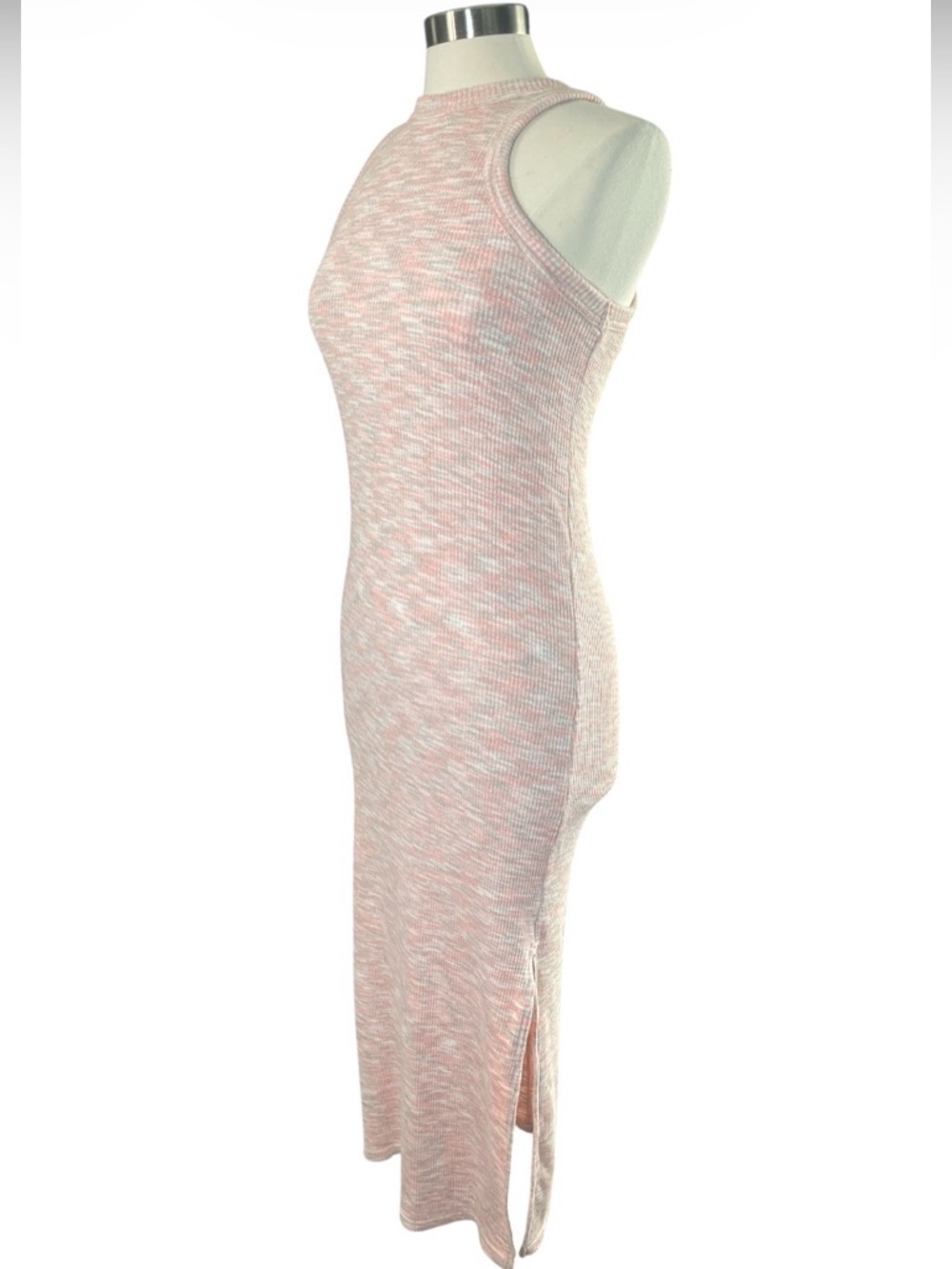 Ribbed Knit Racer Tank Dress with Slit